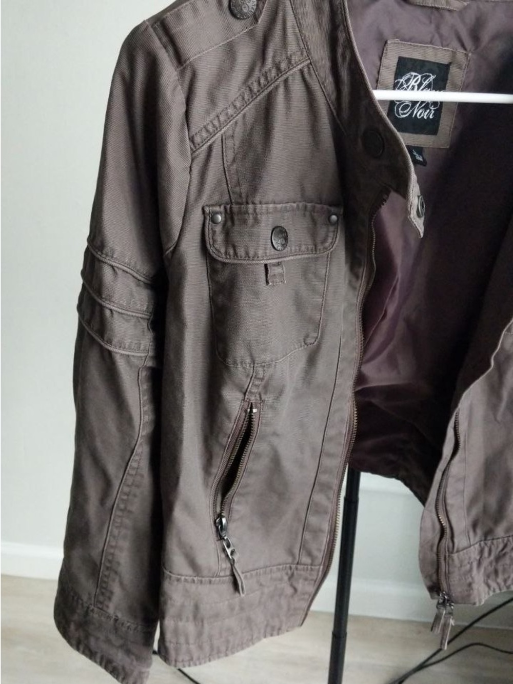 EDC Moto Utility Zip Up Jacket - Womens - Muted Taupe Brownish Grey